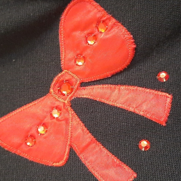 Womens large Vintage Christmas sweater with bows holiday sweatershirt - Picture 7 of 8